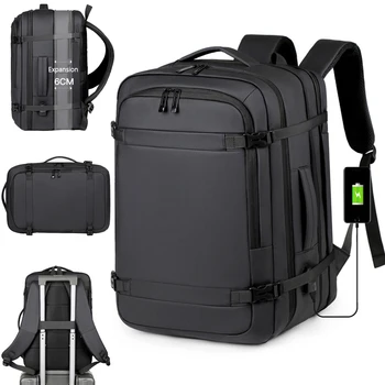 Zaino da Viaggio Classico per Uomo, Zaino Business, Zaino Scolastico Espandibile con USB, Grande Capacità, Impermeabile, per Laptop, Zaino alla Moda