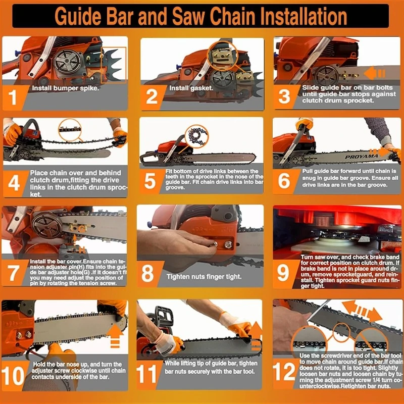 24 Inch 20 Inch Petrol Handheld Cordless Chain Saw for Tree Wood Cutting, 68CC 2-Cycle Top Handle Gas Powered Chainsaw 5