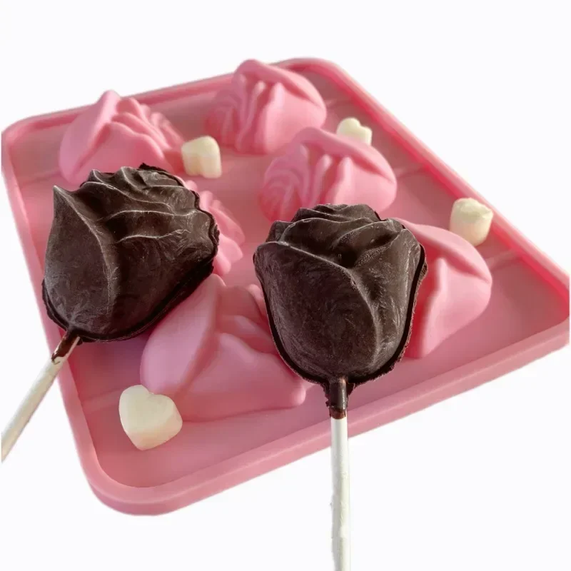 3D ローズフラワー シリコン型 母の日 フォンダン型 ウェディング フォンダン ケーキ型 ハートキャンディ シリコン型 ケーキデコ クッキー型 3D  フラワー チューリップ フォンダン エンボスツール ベーキングやケーキのデコレーション用の手作りフロスティングステンシル ... フォンダン型 ハート型ローズケーキ型 ハンドメイド チョコレートキャンディベーキングツール 2個