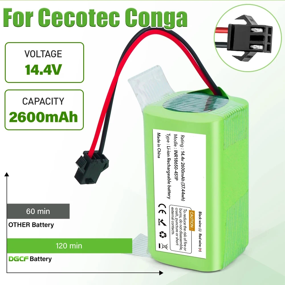14.8V 6800mAh Li-ion Battery for Conga Excellence 950 990 1090 1790 1990 Deebot N79S N79 DN622 Eufy Robovac vacuum cleaner battery