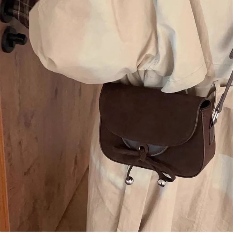 Xiuya Brown Vintage Shoulder Bag for Women Simple Fashion Casual Square Korean Fashion Handbag Luxury Elegant New Aesthetic Bags