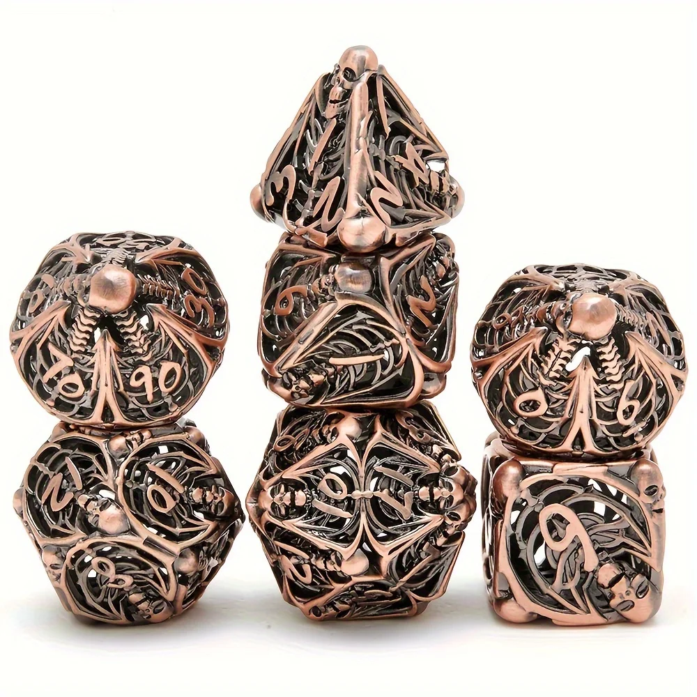 Metal DND Dice Set, 7-piece warrior head hollow design, easy to roll D&D dice, role-playing game D&D metal dice 2