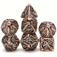 Metal DND Dice Set, 7-piece warrior head hollow design, easy to roll D&D dice, role-playing game D&D metal dice 2