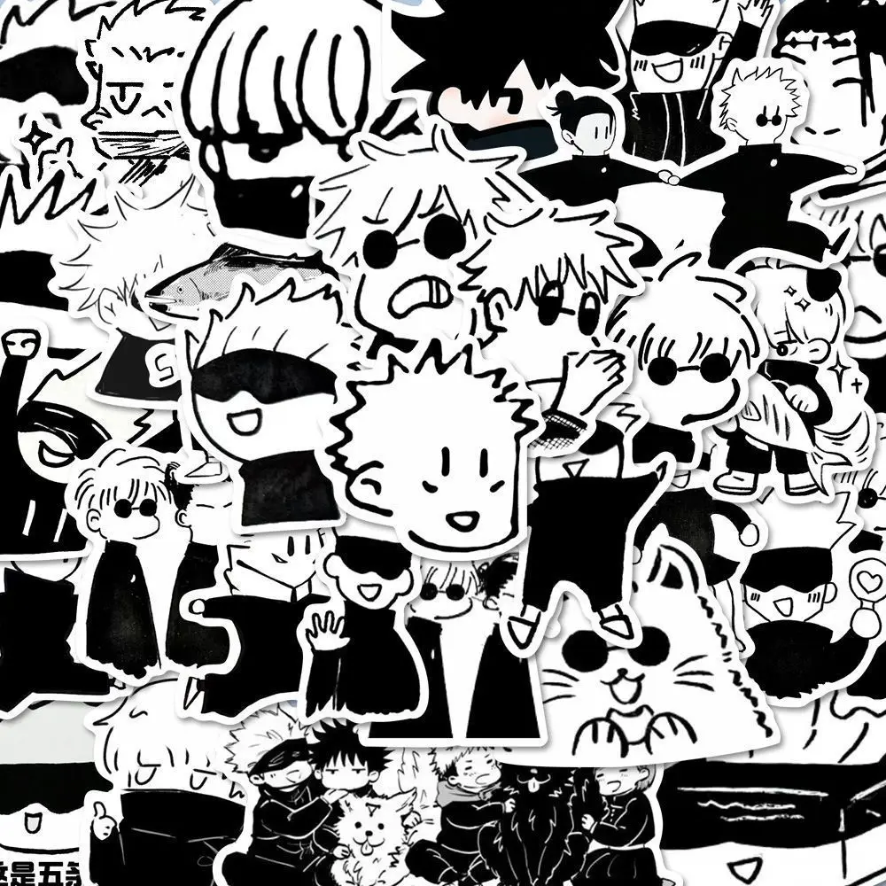 JJK Anime Sticker Gojo Satoru Geto Suguru Stickers Zhou Shu Hui Zhan Black White Manga Style Cute Laptop Phone Case Cute Decor comics photo cards manga photo cards