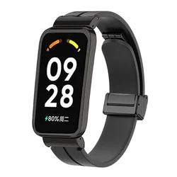Magnetic Silicone Strap - Premium Wristband Accessory - Mi Band 9 Active (Black)