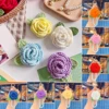 New Crochet Rose Camellia Flowers Keyrings Imitation Pearls Chain Keychain Women Girls Key Chains Rings Charm Bag Gifts 4