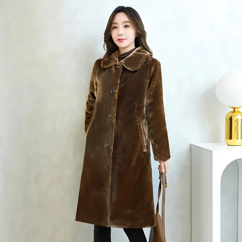 Spring Autumn Imitation Mink Fur Coat Women's  Autumn Winter Lmitation Fur Coat Lmitation Mink Fur Coat Women's Large New Style