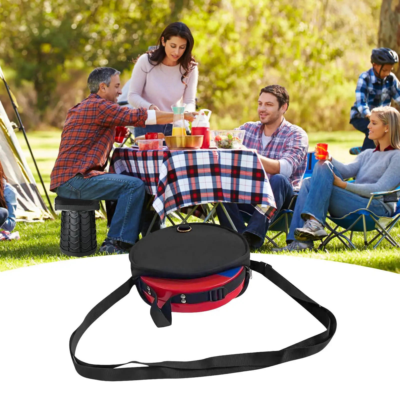 Stool Storage Case Camping Storage Bag For Telescoping Stool Round Scratch-Resistant Pouch Sack For Hiking Travel BBQ Balcony