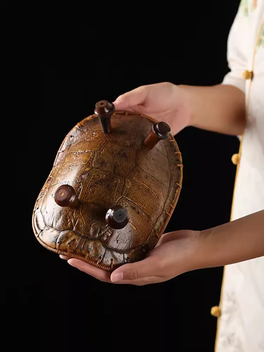 Chinese Bamboo Woven Turtle Shell Fruit Basket, Desktop Storage Ornaments, Ornaments, Nuts, Snacks