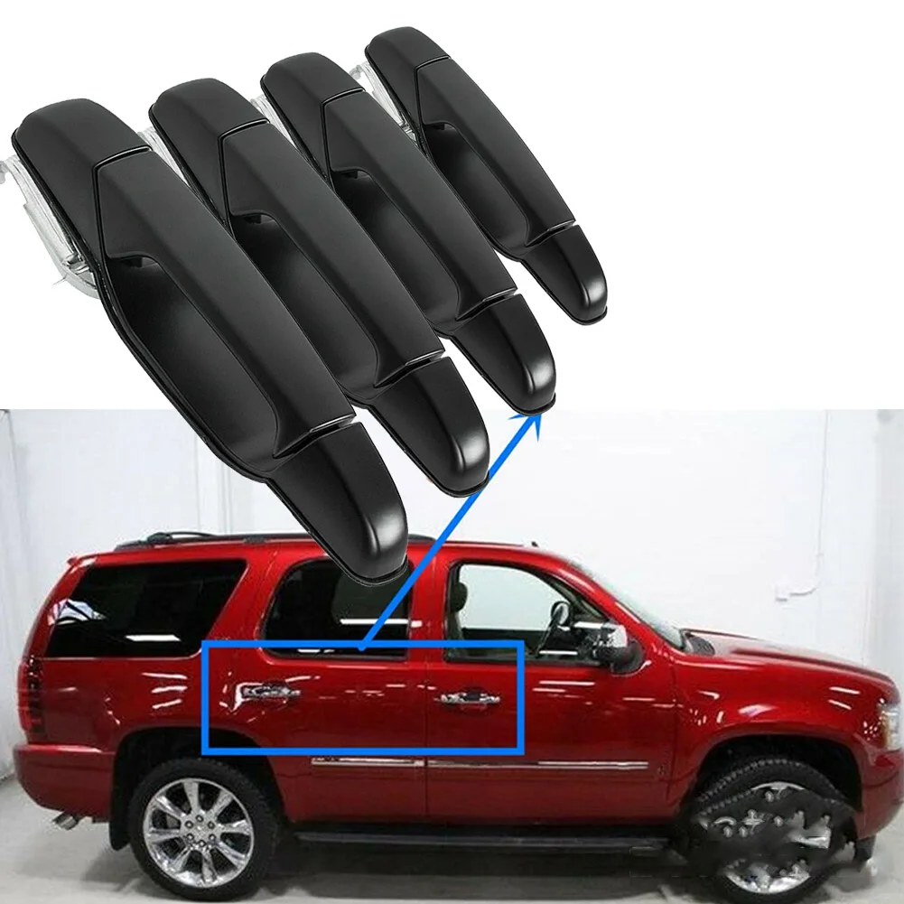 4PCSExteriorFrontRearDoorHandlesSetBLACKFor0714Tahoe