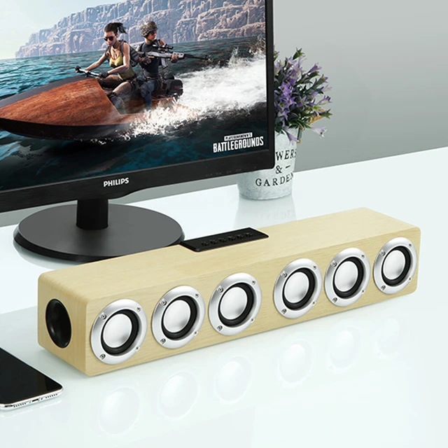 Enceinte Bluetooth pour Home cinéma, haut-parleur Portable, sans fil,  colonne en bois, réveil, Radio, caisson de basses, barre de son pour la  télévision, AUX, USB - AliExpress