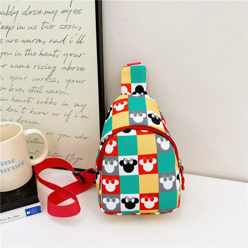 

2024 Disney Mickey Mouse Chest Bags Cartoon Minnie Mouse Cute Crossbody Bag for Girls Nylon Shoulder Storage Bag Kids Gifts