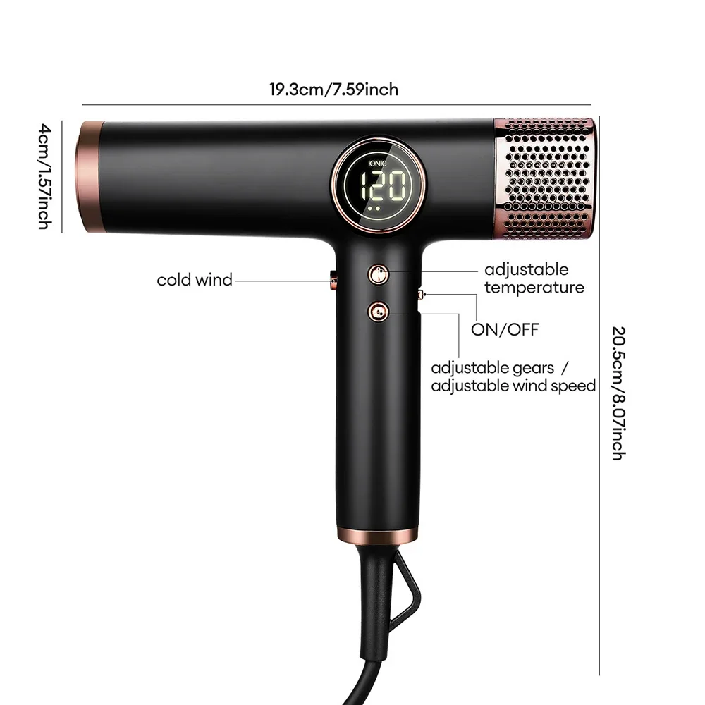 110000rpm Brushless Hair Dryer Negative Ions Blow Dryer 1600W Electric Blower Super Powerful Wind Lownoise Salon
