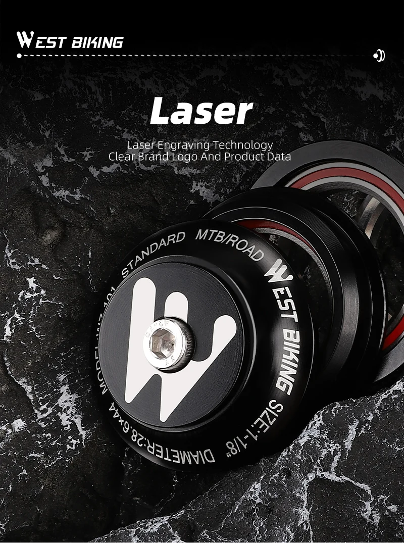 WEST BIKING MTB-Fahrrad-Headset, 44 mm, ultraleichte Dichtung, Lageruhr, 11/8 integrierte Lenk-Vorderradgabel, integriertes gerades Rohr – Detail 6