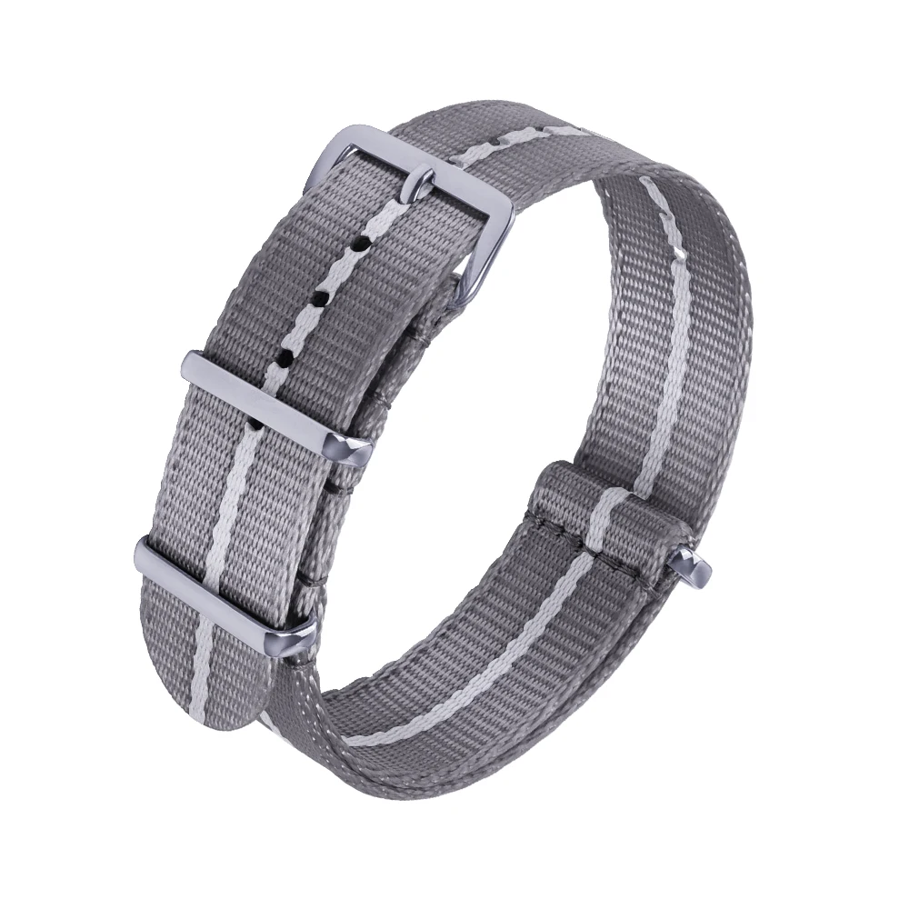 Durable Nylon Watch Band with Silver Buckle - Versatile Sport Strap