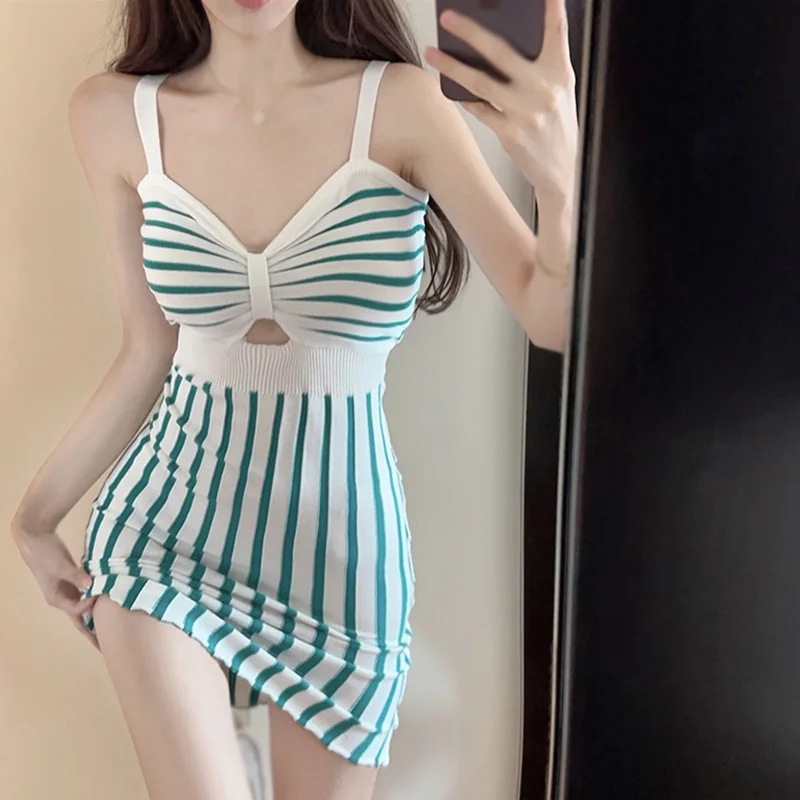 

Summer Sleeveless Sling Dress Korean Version Hollow out Women Bodycon Dress