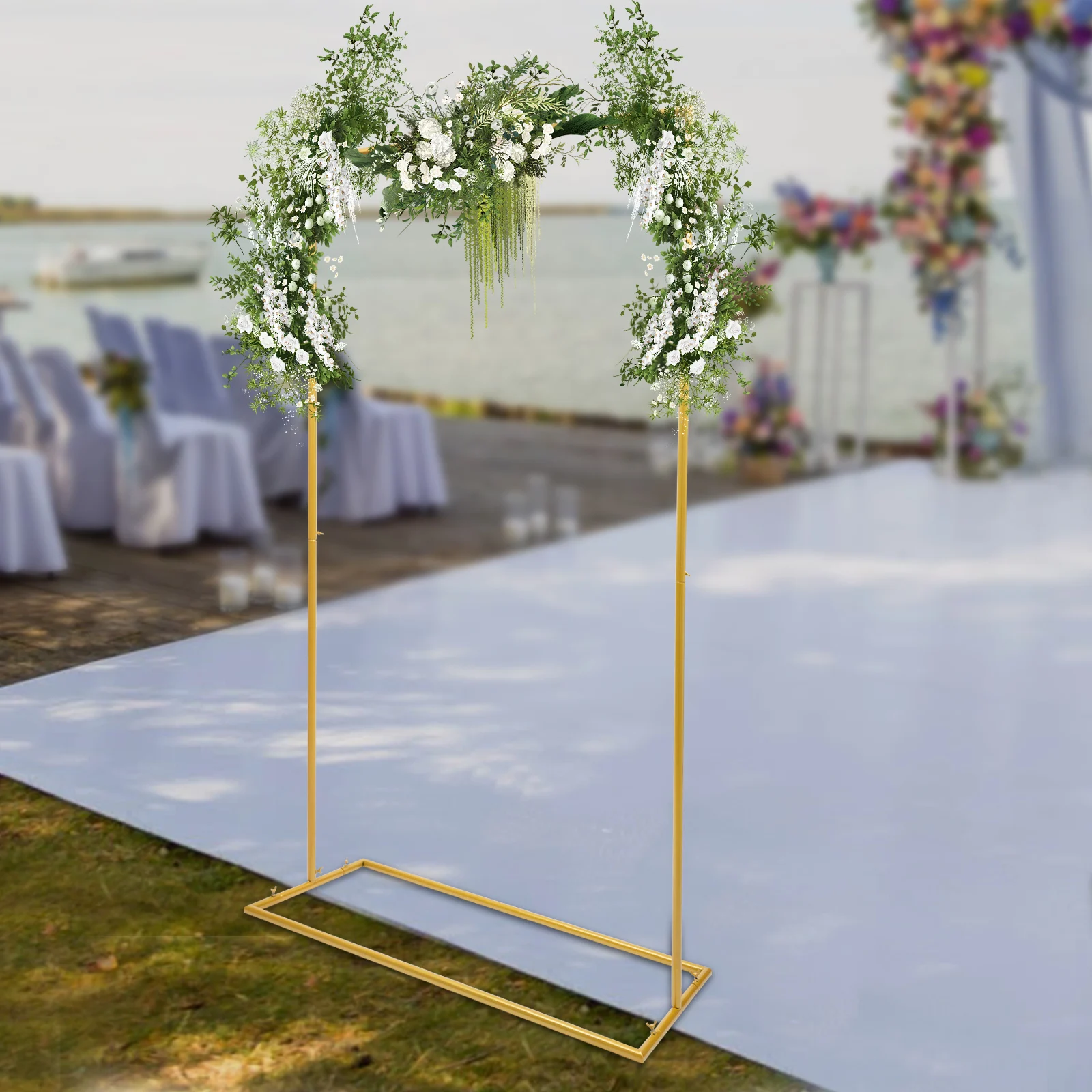 Gold Wedding Stand Carbon Steel Square Flowers Stand Balloons Bracket for Garden Weddings Decoration