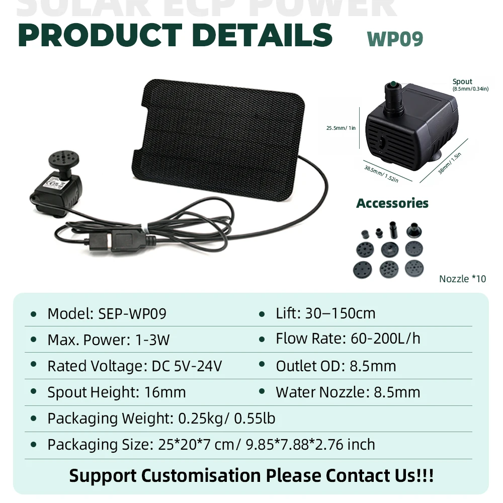 9W Solar Panels Solar Pumps Fountains Garden Floaters Watering Power Fountains Pools Home Gardens Fish Ponds