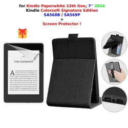 ColorSoft Signature Edition Case with Screen Protector and Hand Strap for 7 Devices, 2024 Release (Black cloth)