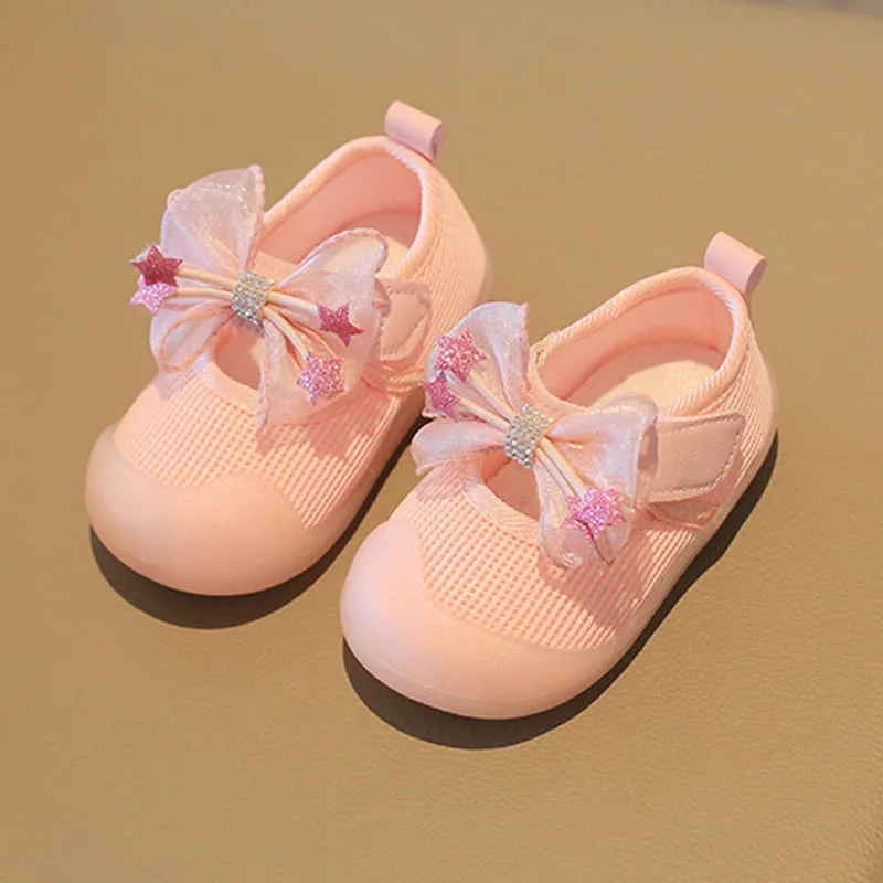 Girl Shoes Spring Baby Princess Shoes Toddler Sneakers Girls Flats Bow-knot Soft Soled Footwear Canvas Kids Ballet Flats CSH980