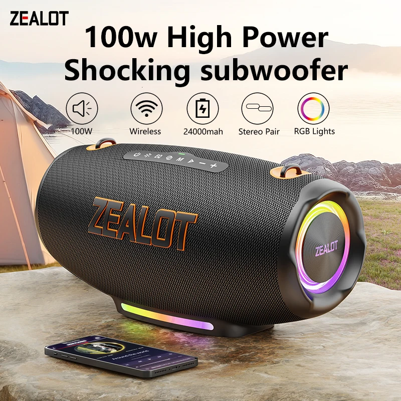ZEALOT ZEALOT S127 100W Wireless Speaker, Outdoor Portable
