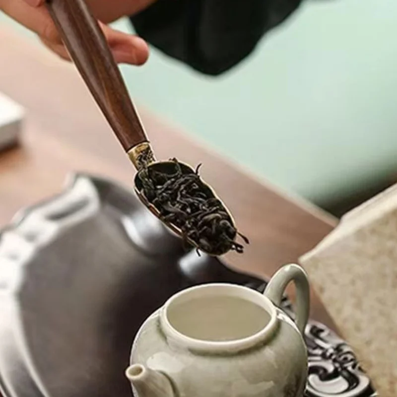 1pcs Tea Spoons Ebony Solid Wood Retro Creative Tea Shovel KongFu Ceremony Accessories