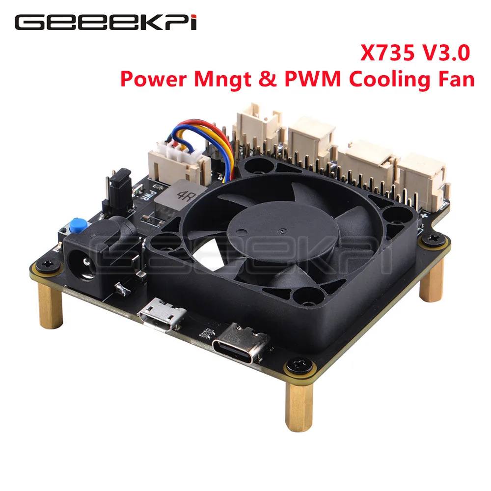 Geeekpi Raspberry pi X735 V3.0 Placa de Gerenciamento Energia com Ventilador Pwm Refrigerador Desligamento Seguro para Raspberry pi 4b 3b Mais 3b 2b