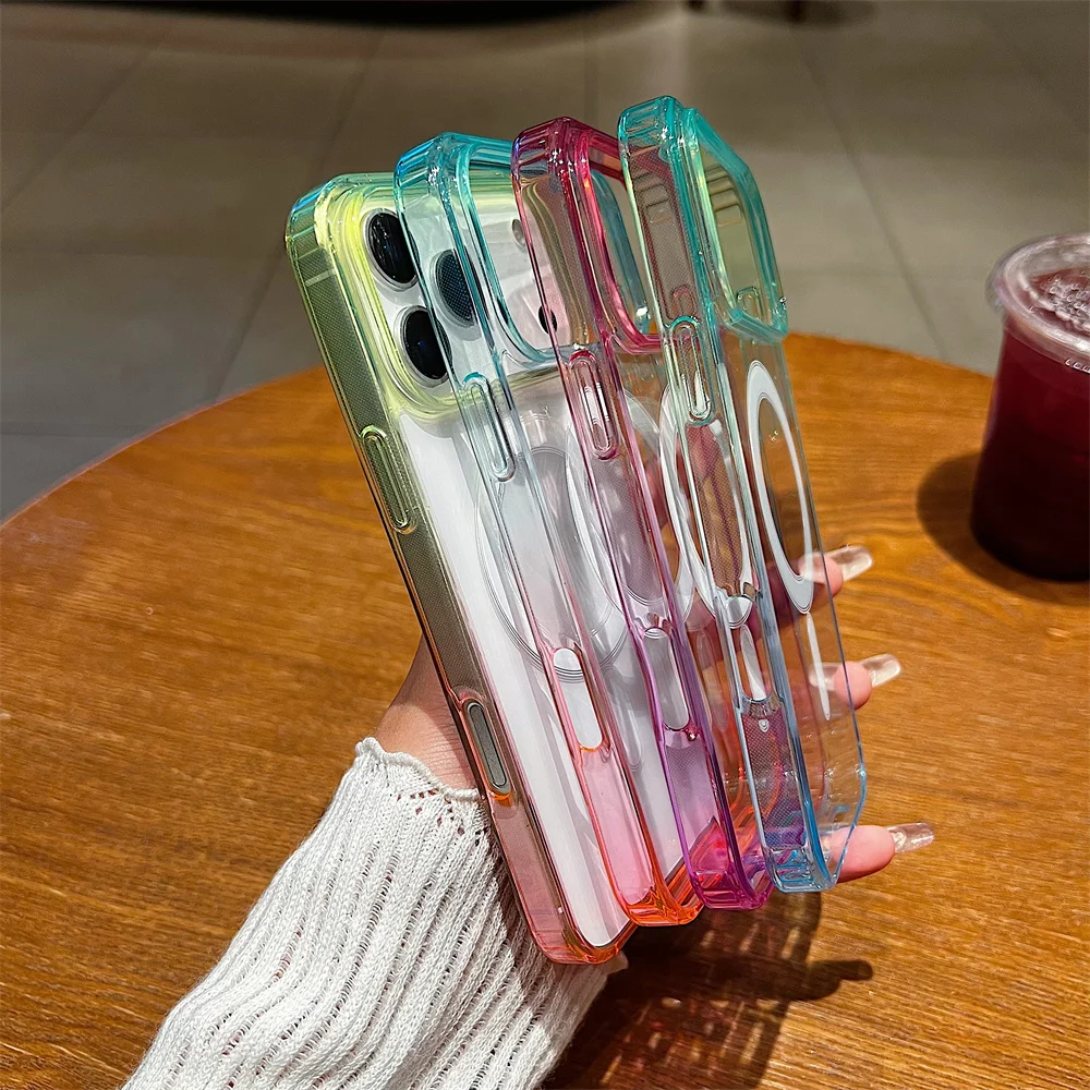 Gradient Colorful MagSafe-Compatible Magnetic Phone Case with Wireless Charging