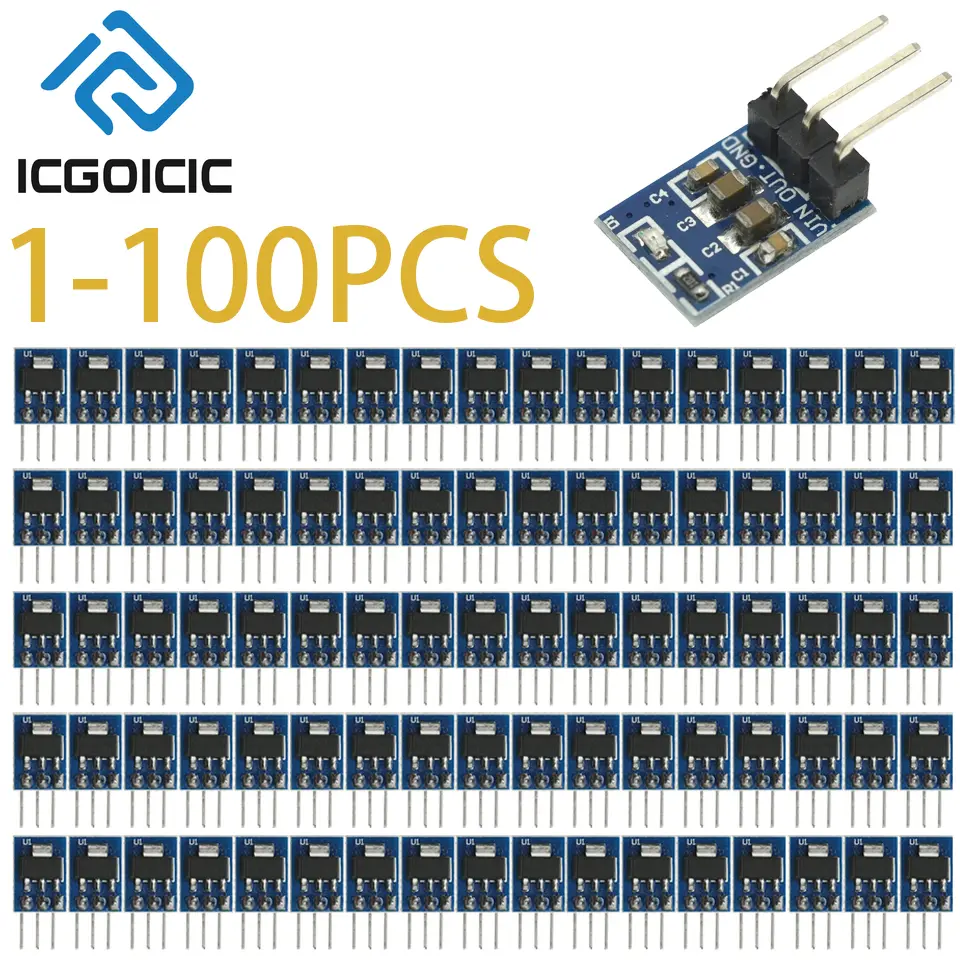 1-100PCS AMS1117-3.3V/5V LDO Voltage Regulator Module – 5V to 3.3V Linear Regulator, Low Noise for Arduino ESP32 image 1