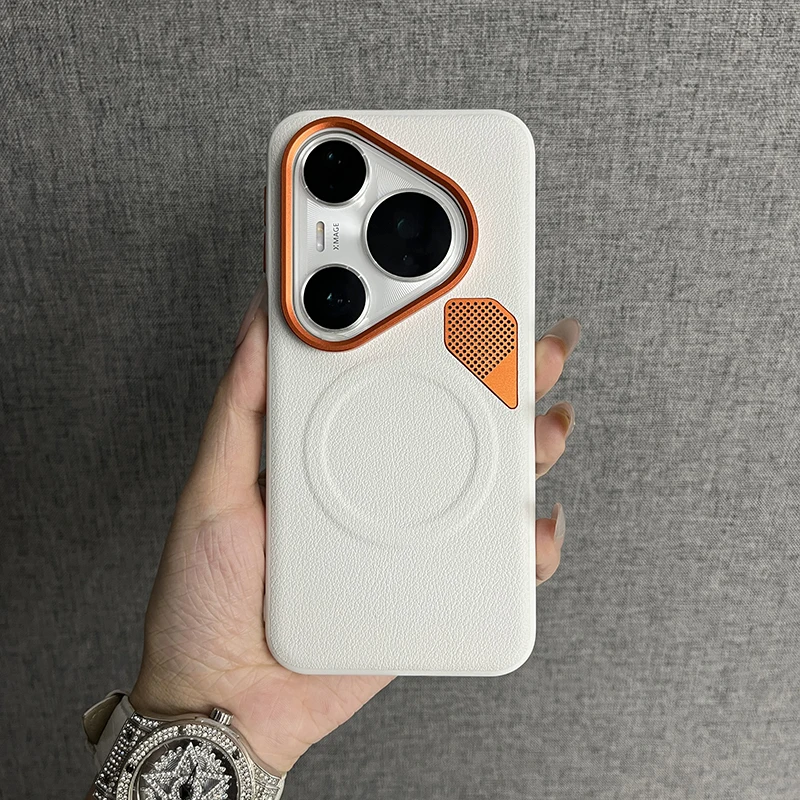 Enhanced Orange Magnetic Protective PU Case - Hard Shell Bumper Cover