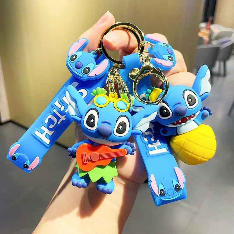 

New Disney Stitch Keychain Cartoon Anime Figures Stitch Dolls Model Kawaii Fashion Bags Pendant Car Keyring Gifts Wholesale