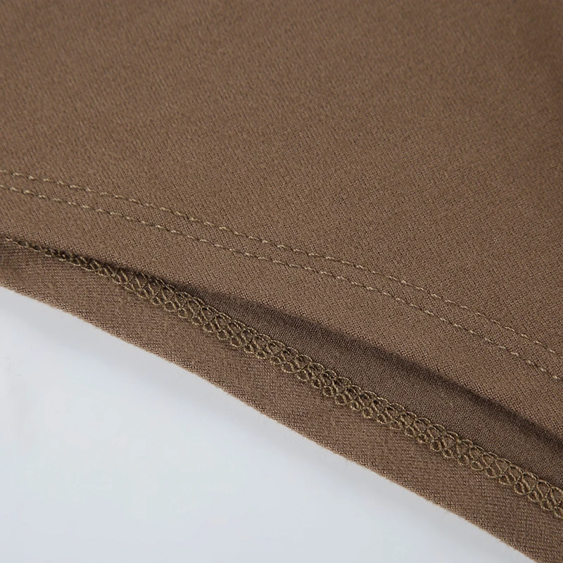 Body marrón con pliegues irregulares para mujer, elegante y chic, de manga larga, ajustado, con cuello redondo, ropa de club sexy para otoño