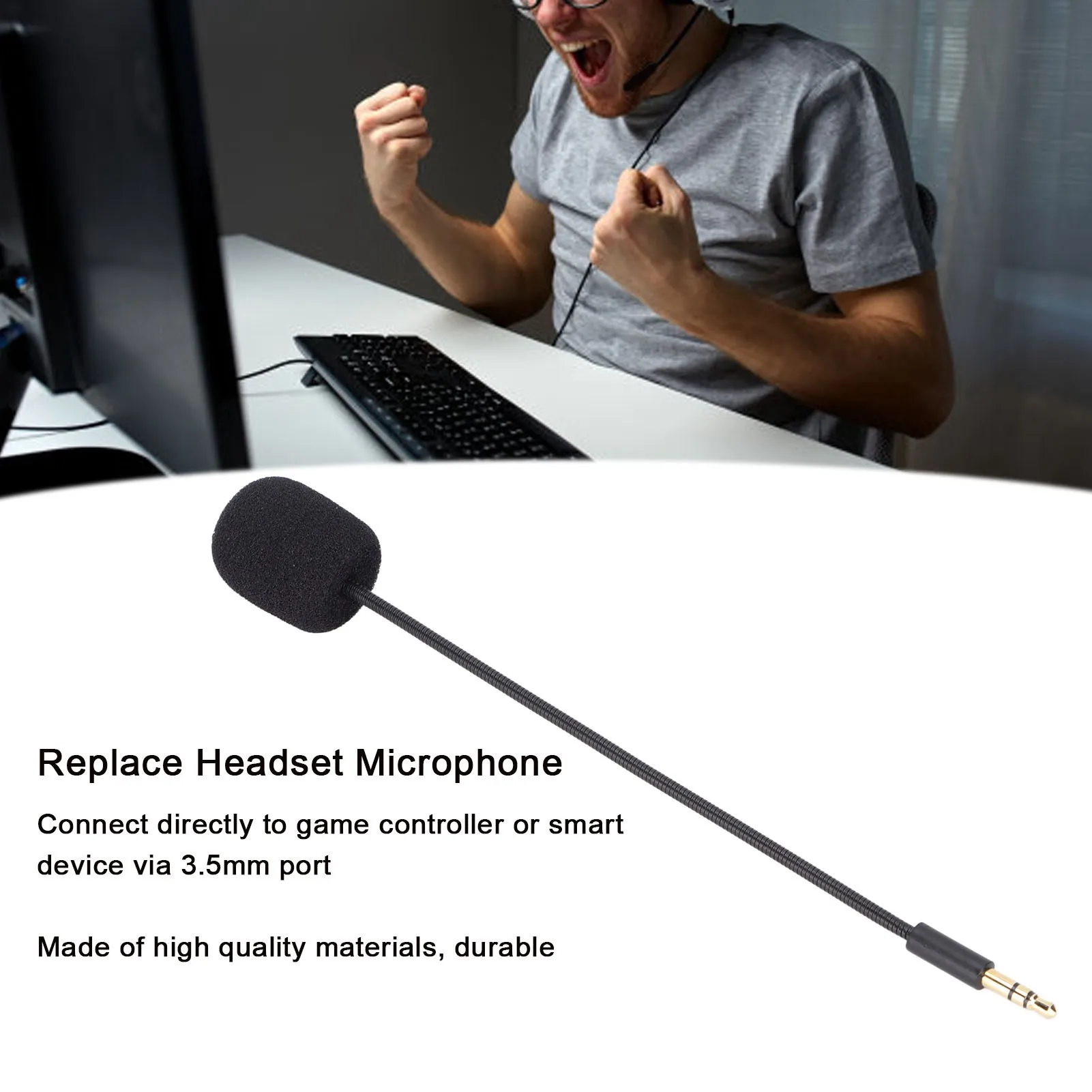 Microphone Replace Headset Microphone Replacement of Headset Microphone 3.5mm Game Controller Replacement Microphone
