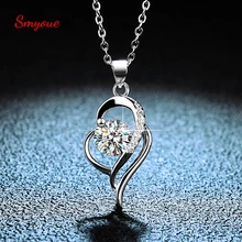 

Smyoue 0.5 Carat Real Moissanite Pendant Necklace For Women Ocean Heart 100% 925 Sterling Silver Chain Love Couple Jewelry