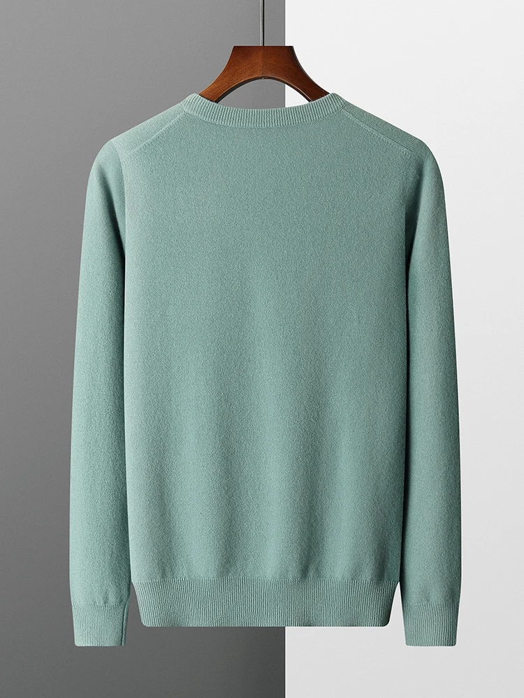MVLYFLRT New Merino Wool Sweater Men's V-neck Pullover Top 2023 Autumn Winter Knitted Casual Loose 100% Pure Wool Jacket 2