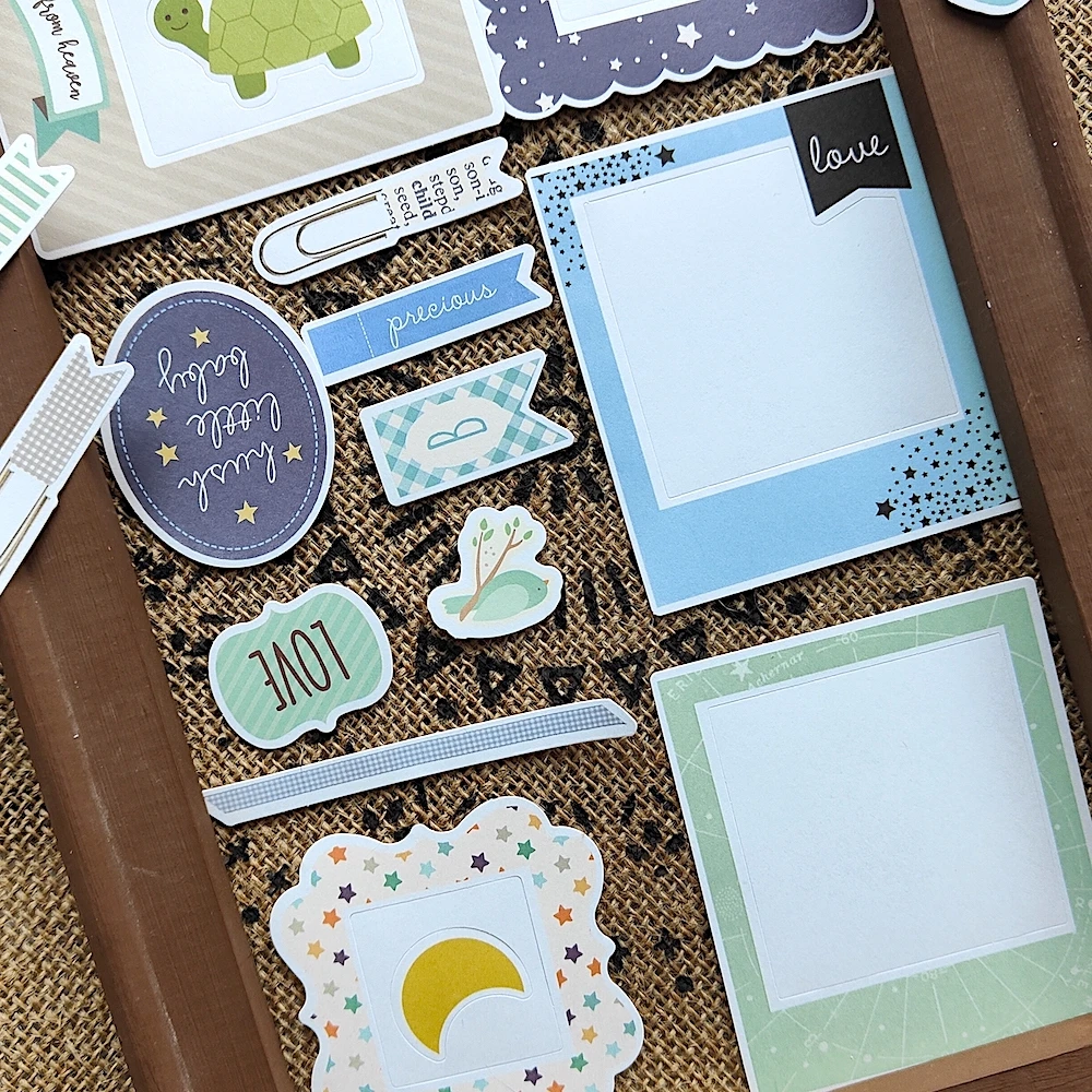 KSCRAFT 107pcs Baby Boy Self-adhesive Paper Sticker for Scrapbooking/ DIY Crafts/ Card Making Decoration