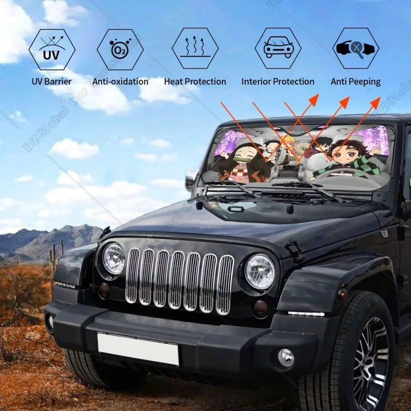 Anime Characters Windshield Car Sun Shade Accessories Foldable Blocks UV Sunshade for Vehicle SUV Protector