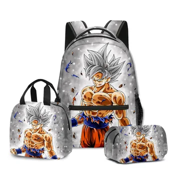 2025 Anime Dragon BallZ Goku 3d Zaino Stampa Set da 3 pezzi Studenti Ritorno a scuola Regalo Zaino di moda Borsa per il pranzo Borsa per penne 1