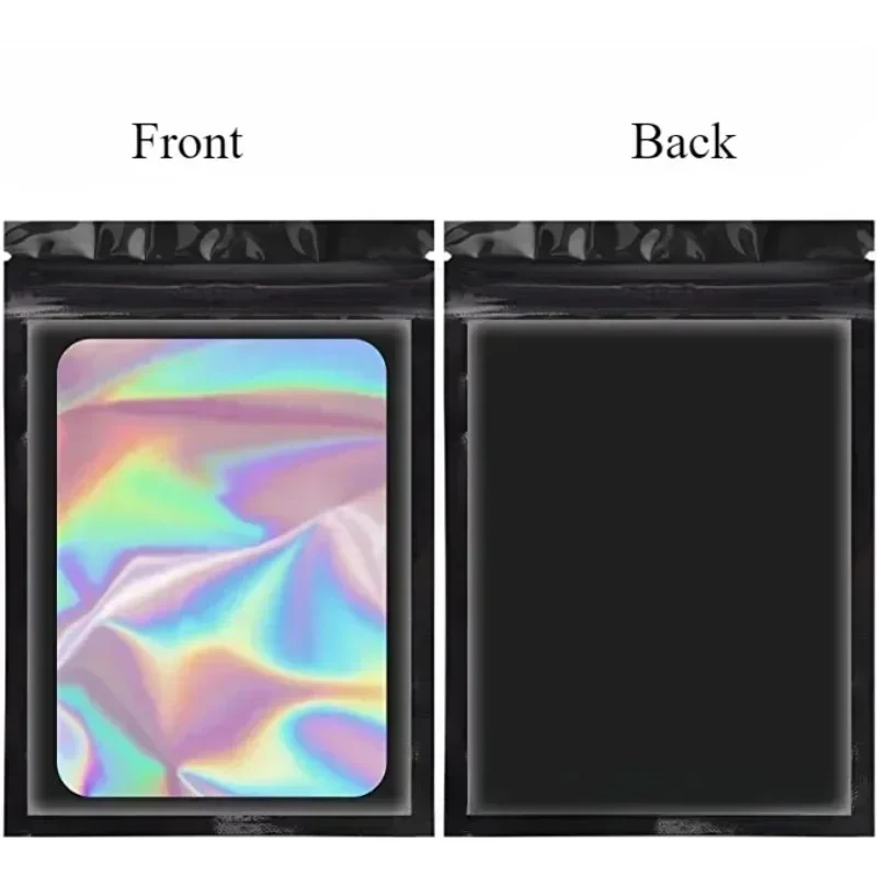 Thick Smell Proof Mylar Bag Holographic Laser Color Plastic Packaging Pouch Jewelry Retail Storage Pouch Gift Zip Lock Bag 50PCS mylar bags,jewelry storage bags,holographic mylar bags,holographic storage bag,holographic bags