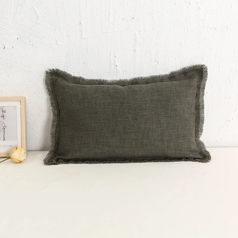 Faux Linen Cushion Covers with Tassels, Euro Flax Set, Decorative Throw Pillow Cover, Boho Shabby Chic Style, 45x45cm, 30x50cm,