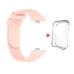 Silicone Protective Wristband Strap and Case for Mi Band 8 Pro (Pink With Case)
