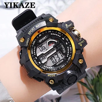 YIKAZE Men's LED Digital Watch Multifunction MilitaryMen Sports Watch Big Dial Waterproof Electronic Wristwatch for man Gifts 1