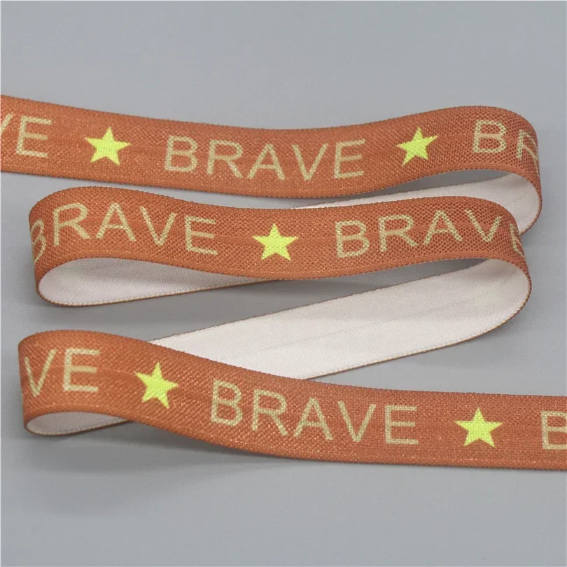 DHK 5/8'' 5yards J'adore Brave Wave Printed Fold Elastic FOE Stretch Ribbon Accessories Decorations Craft DIY Sewing C2593 ribbon decoration,ribbon supplies,sewing ribbon