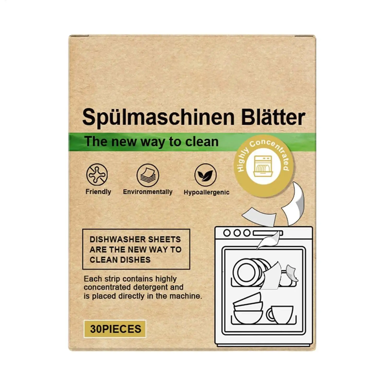 Dishwasher Cleaner Tablets, 30pcs Heavy Duty Cleaning for Machine, Odor Eliminator Sheets for Kitchen Home Use 2