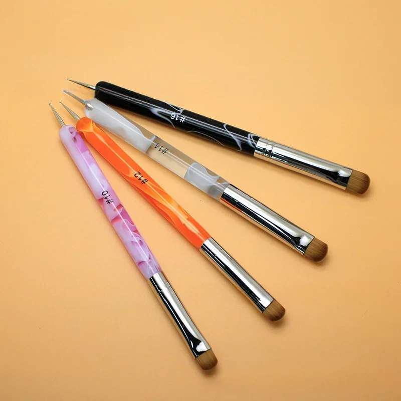 French Nail Art Brush Dual End Nail Art Dotting Pen Acrylic Drawing Rhinestone Gel Painting Manicure Tool for Beginner 5