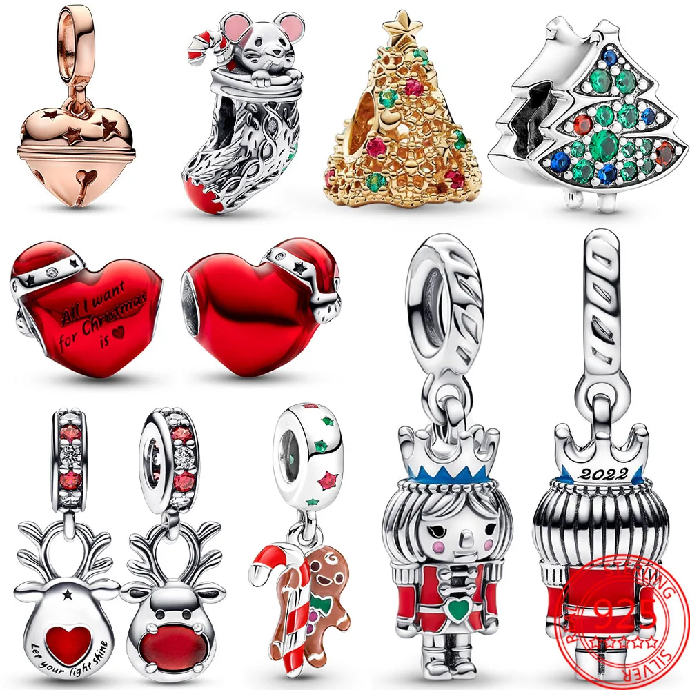 Christmas Mouse Reindeer Red Charm  Christmas Charms Pandora Silver -  Original - Aliexpress