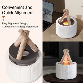 KINSCOTER Simulated Flame Aroma Diffuser Bonfire Air Humidifier Ultrasonic Cool Mist Maker Fogger LED Essential Oil Lamp Difusor 5