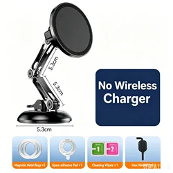 Magnetic Car Wireless Charger Stand with 15W Fast Charging and Phone Holder Bracket (No wireless charger)