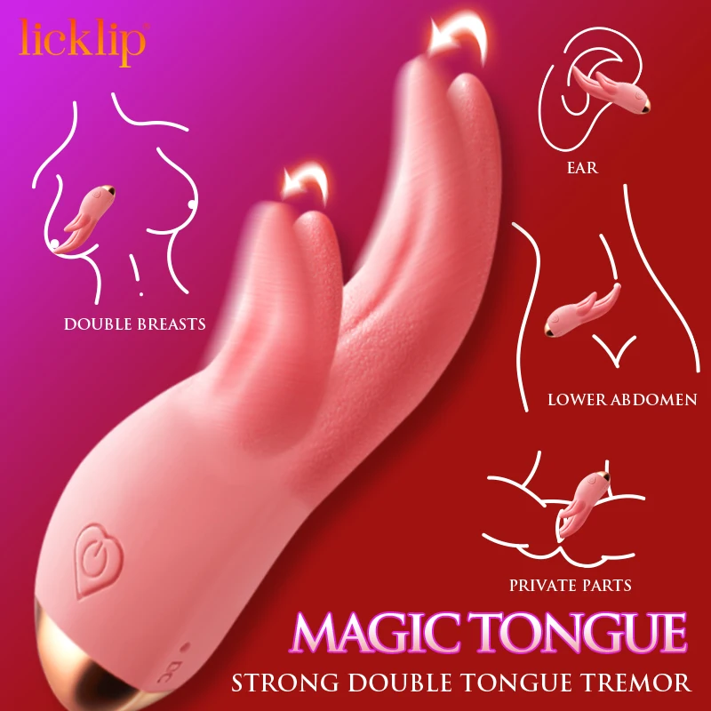 Licklip 7 Vibration Realistic Tongue Vibrators Licking Massager Clitoris Stimulation Nipple Licker Sex Toys for Women Adult Toys