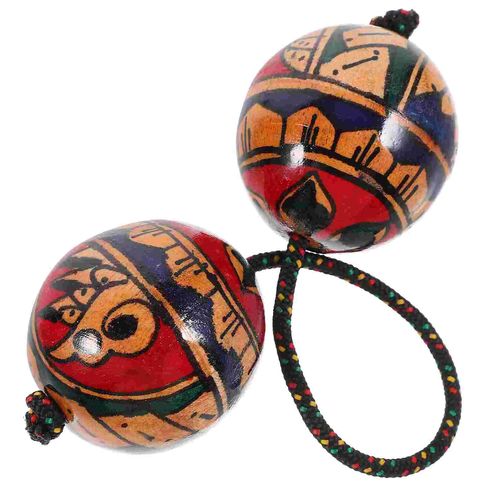 

Wood Aslatua Shaker Rhythmic Ball Percussion Shaker African Shaker Hand Shaking Ball Indonesian Handdrawn Rhythm Sandball